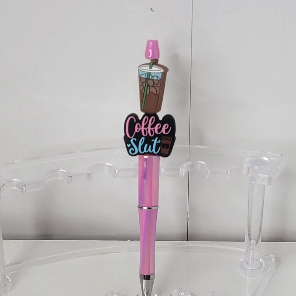 Funny Focal Beaded Pen Coffee Sl*t Iced Coffee Pin UV Base